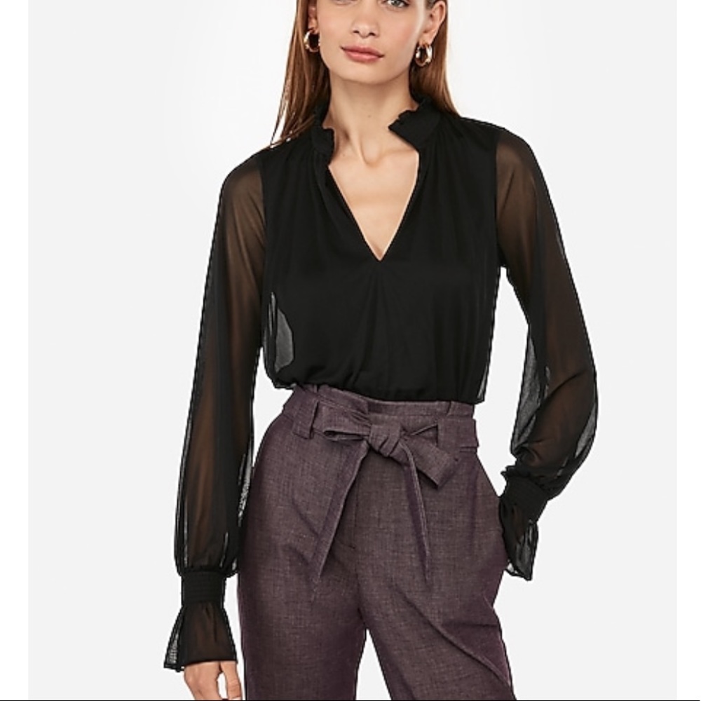 NWOT Express Smocked Neck Shirt